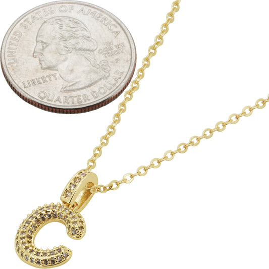Bubble Initial Letter C Pendant Necklace 18"+2"