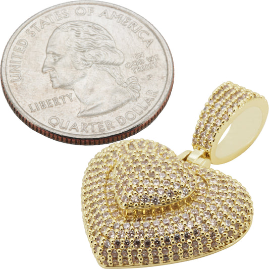 Layered Puffed Heart Pendant S