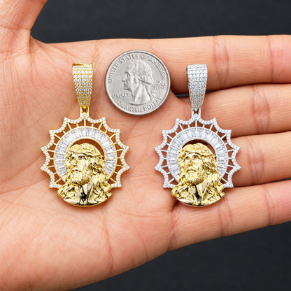 Jesus Piece Sunburst Halo Pendant