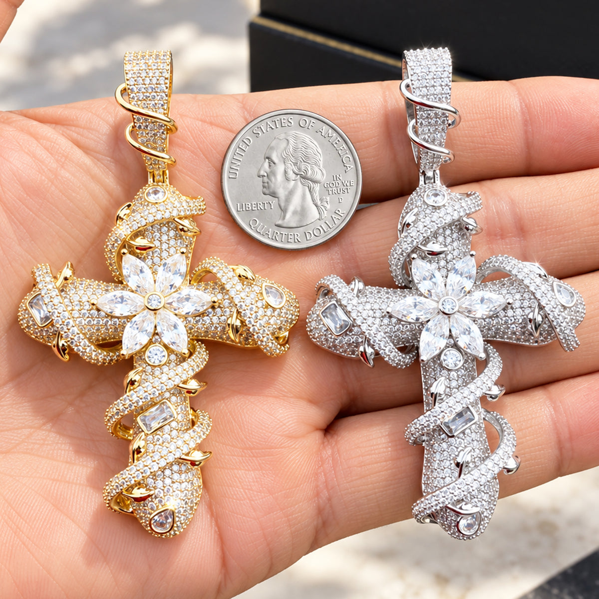 Thorned Floral Cross Pendant