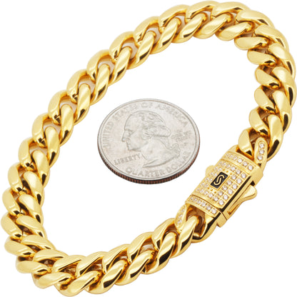 10mm Monaco Miami Cuban Link Bracelet 8"