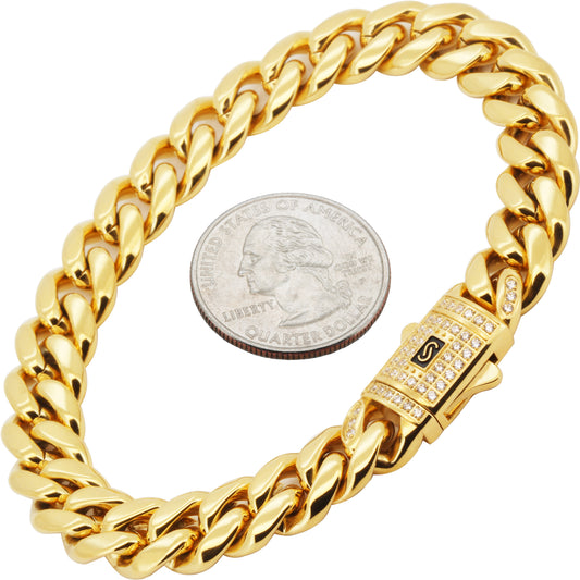 10mm Monaco Miami Cuban Link Bracelet 8"