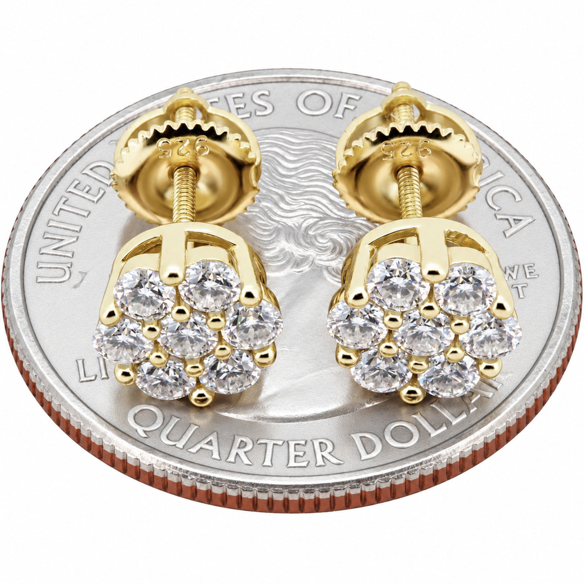 Moissanite 7mm Honeycomb Cluster Studs