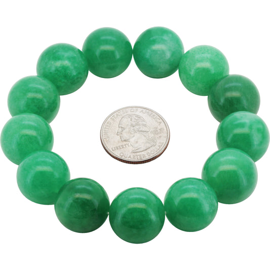 18mm Jade Gemstone Beaded Stretch Bracelet 8"