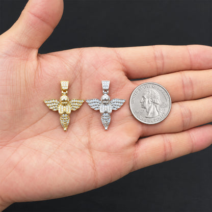 Moissanite Pavé Praying Angel Pendant