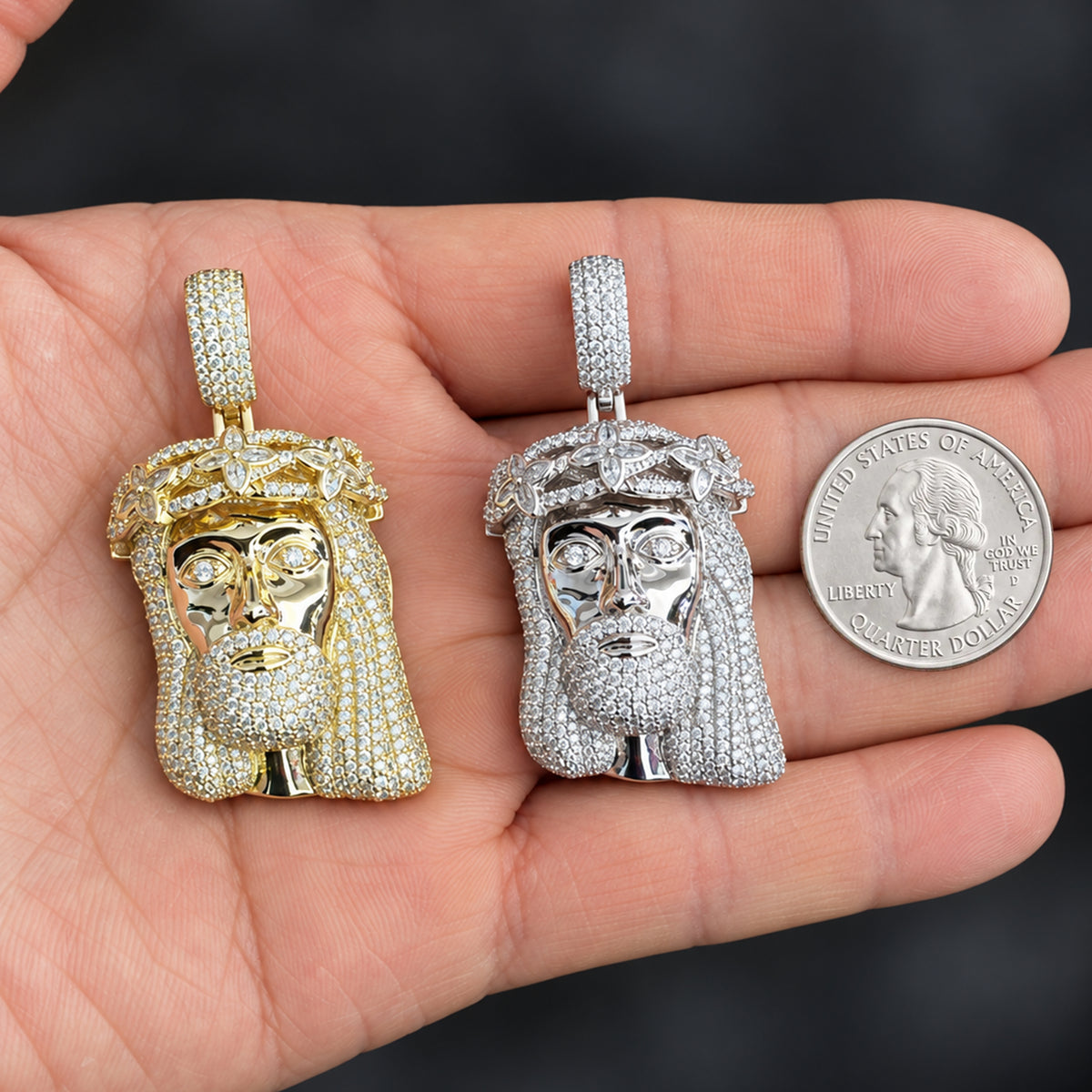 Marquise Crown Jesus Piece Pendant