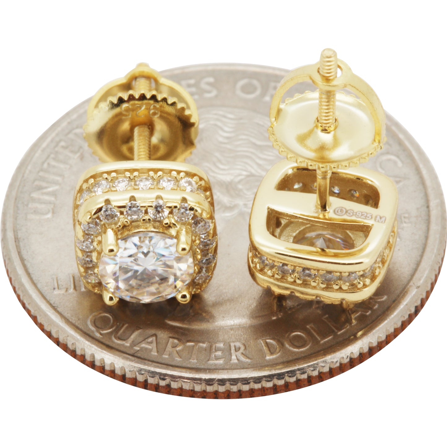 1.39ctw Moissanite 8mm Halo Square Studs
