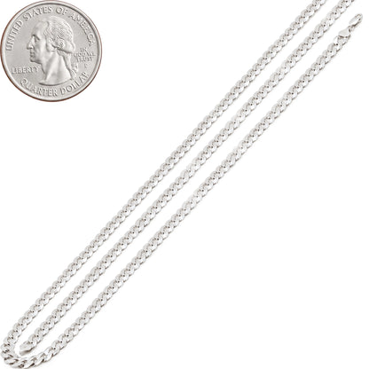 3mm Diamond Cut Curb Cuban Link Chain 22"