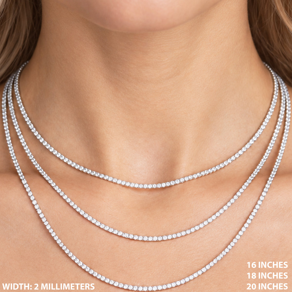 2mm Moissanite Tennis Chain 20"