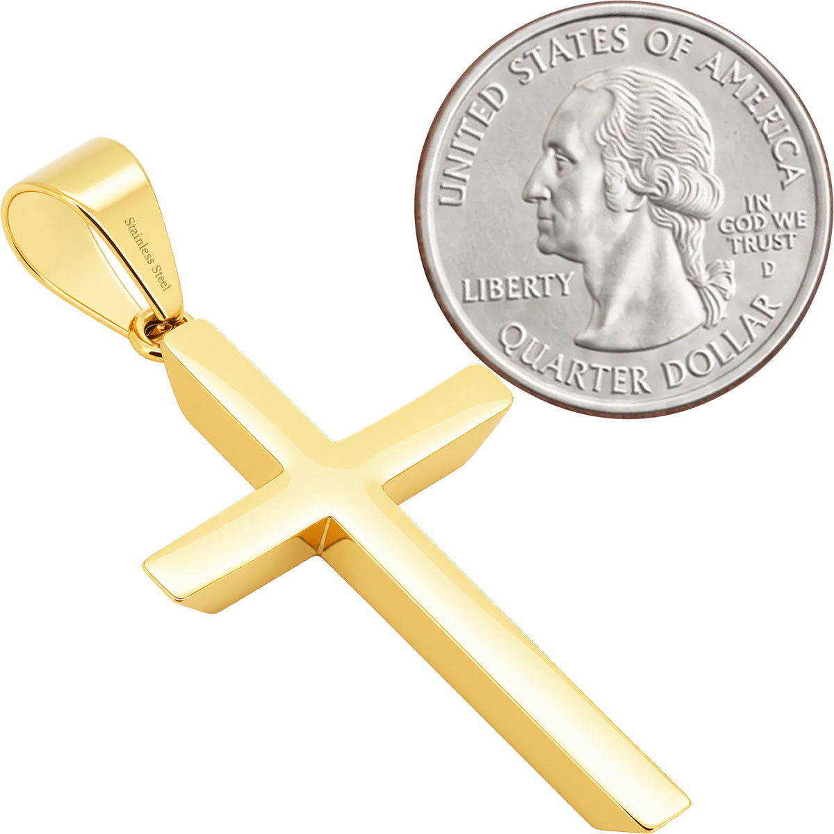 Plain 3D Solid Back Cross Pendant‎ S