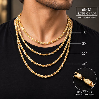 6mm Rope Chain 18"