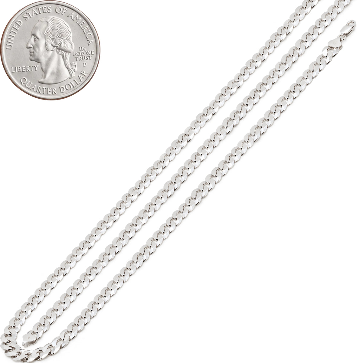 3.5mm Diamond Cut Curb Cuban Link Chain 22"