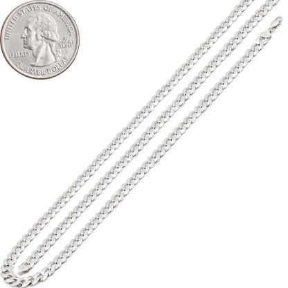 3.5mm Diamond Cut Curb Cuban Link Chain 22"