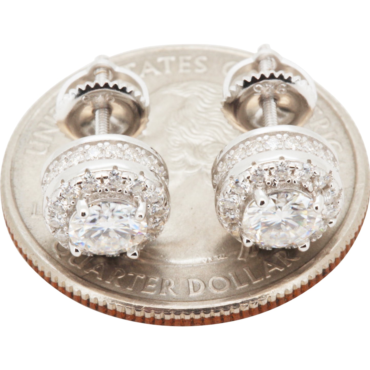 8mm 1.48ctw Moissanite Circle Halo Studs
