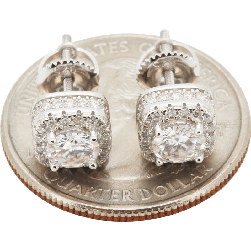 1.39ctw Moissanite 8mm Halo Square Studs