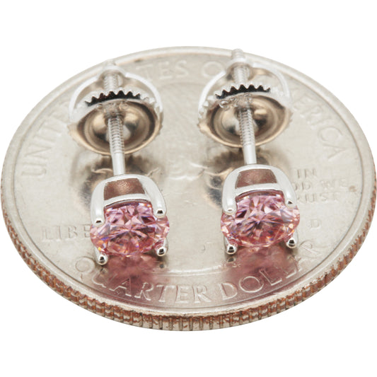5mm 1ctw Moissanite Pink Tourmaline Solitaire Studs