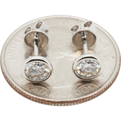 5mm 1ctw Moissanite Bezel Set Solitaire Studs