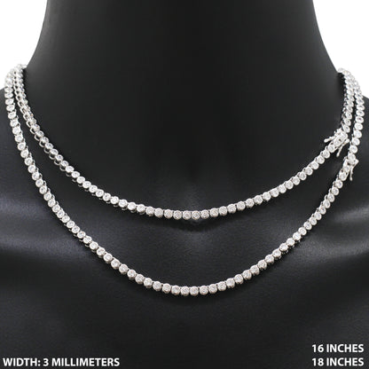 3mm Bezel Set Tennis Chain 16"