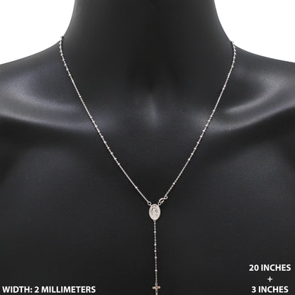 2mm Rosary Necklace 20"+3"