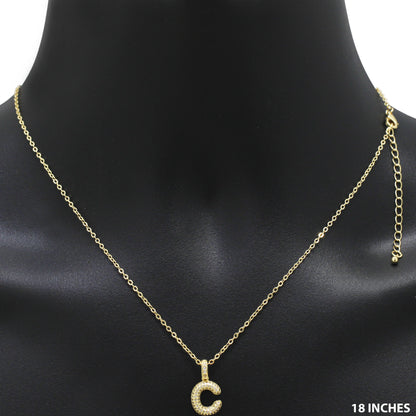 Bubble Initial Letter C Pendant Necklace 18"+2"