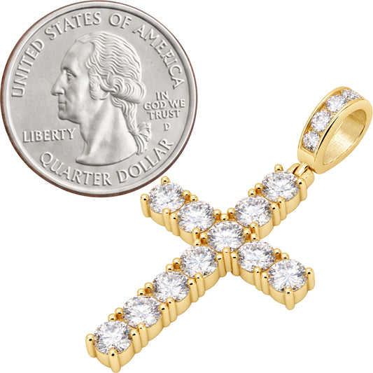 Moissanite 4mm Tennis Cross Pendant