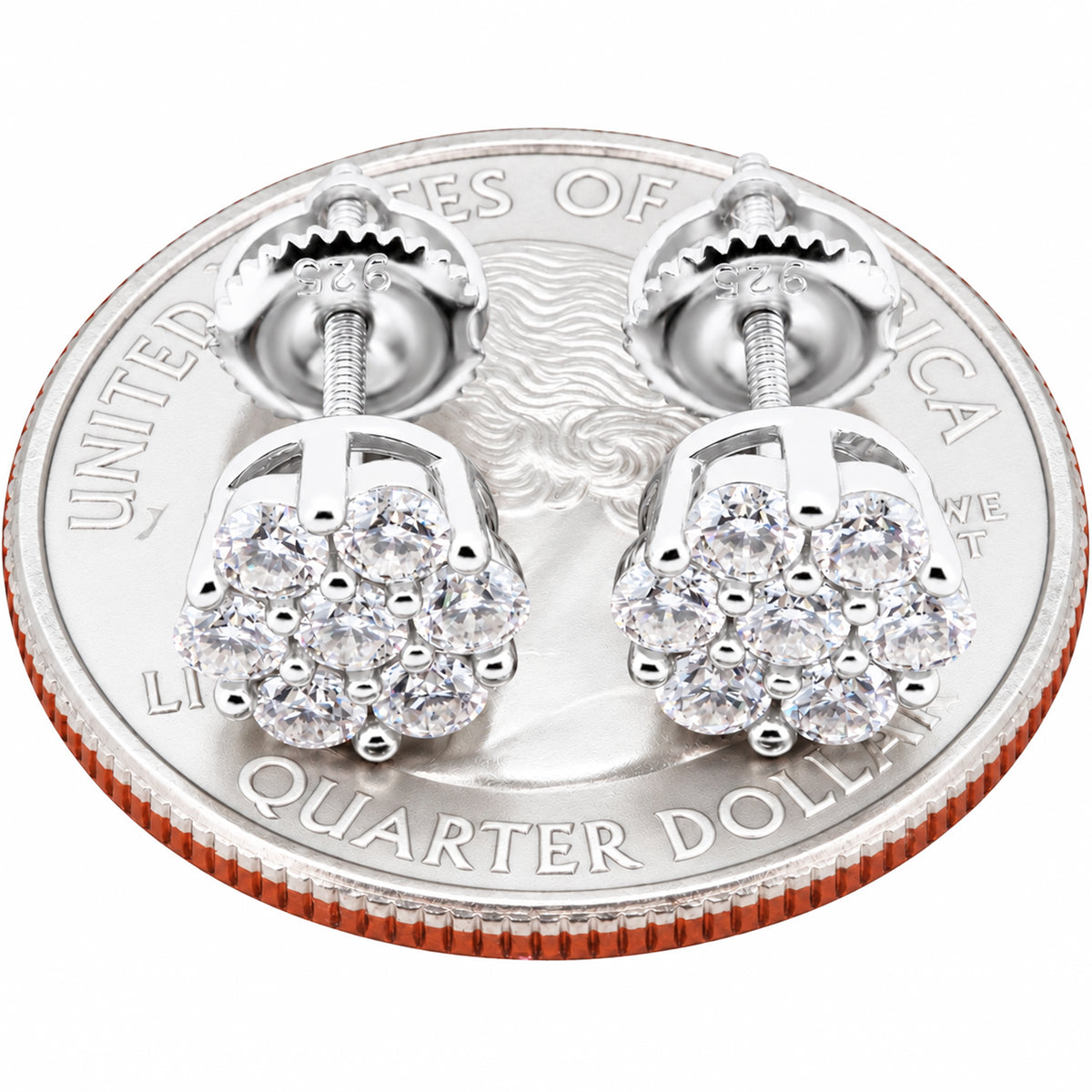 Moissanite 7mm Honeycomb Cluster Studs
