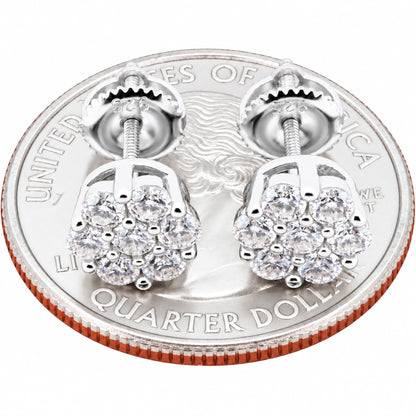 Moissanite 7mm Honeycomb Cluster Studs