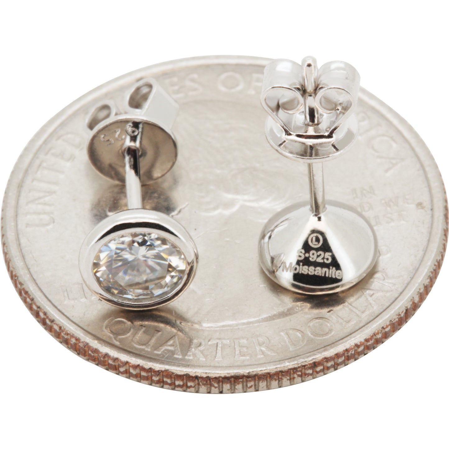 5mm 1ctw Moissanite Bezel Set Solitaire Studs
