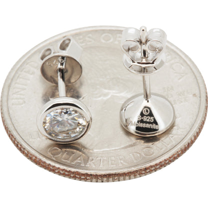 5mm 1ctw Moissanite Bezel Set Solitaire Studs