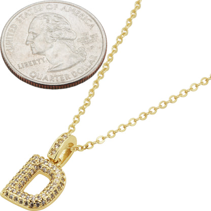Bubble Initial Letter D Pendant Necklace 18"+2"