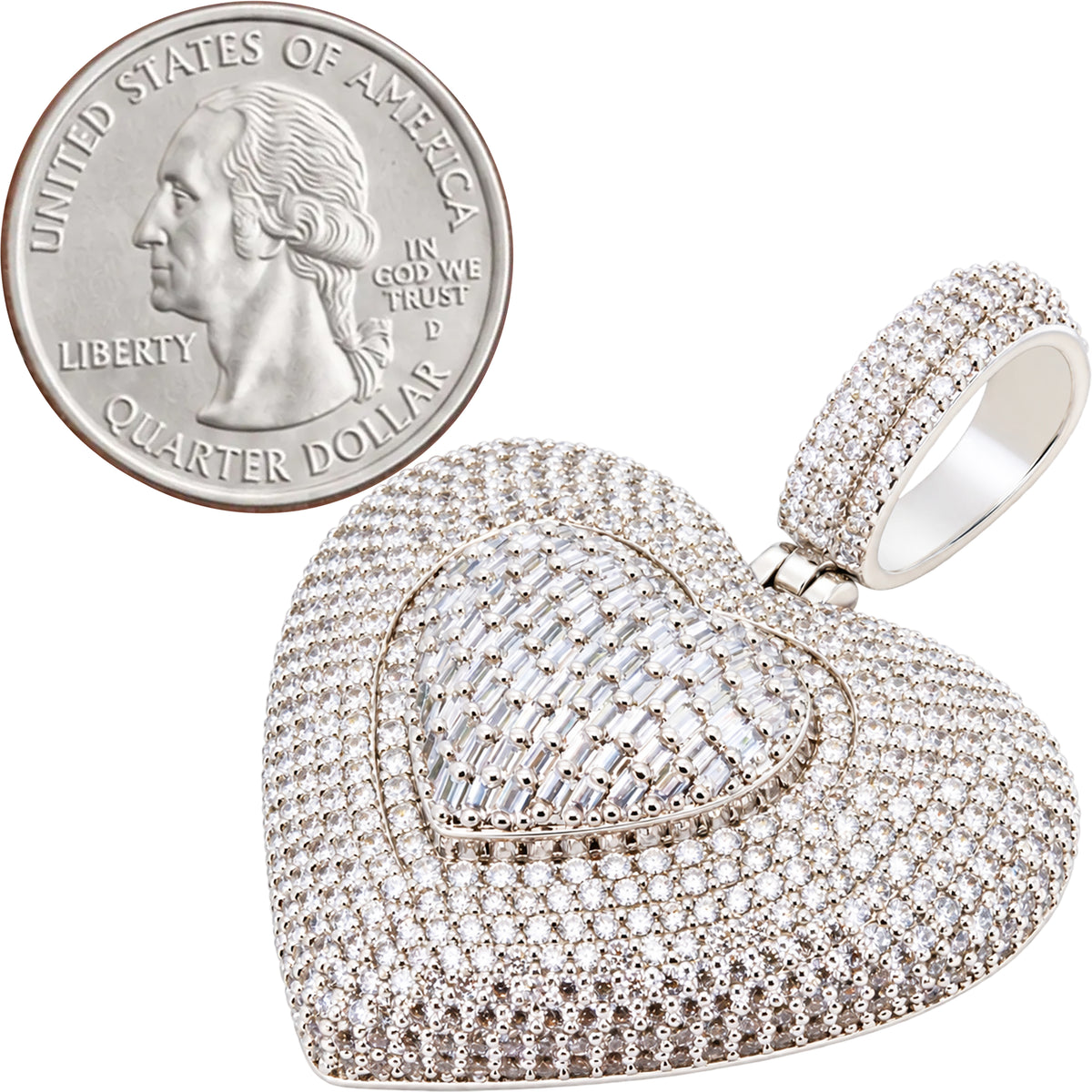 Layered Puffed Heart Pendant L