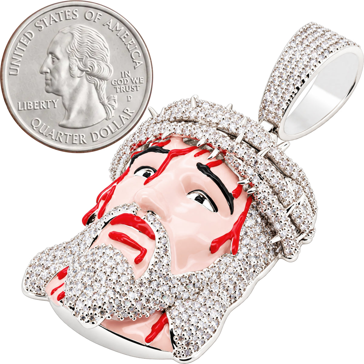 Enamel Bleeding Jesus Piece Pendant L