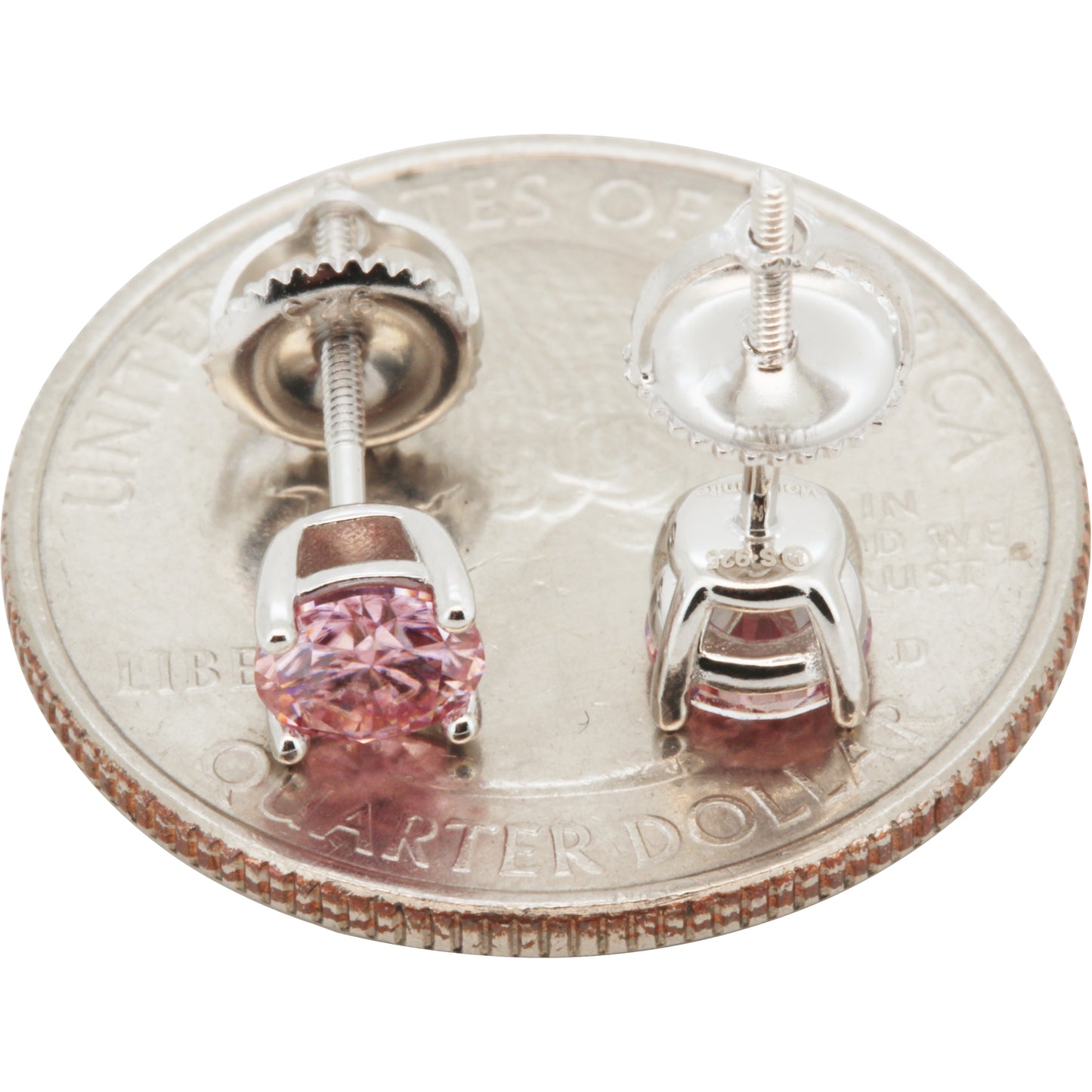 5mm 1ctw Moissanite Pink Tourmaline Solitaire Studs