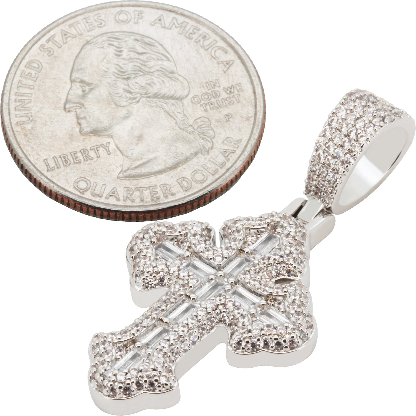 Baguette Gothic Tupac Cross Pendant S