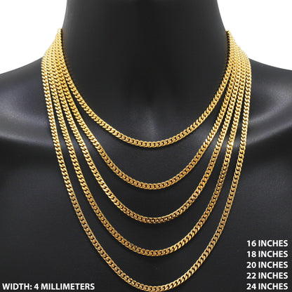 4mm Square Cut Cuban Link Chain 24"
