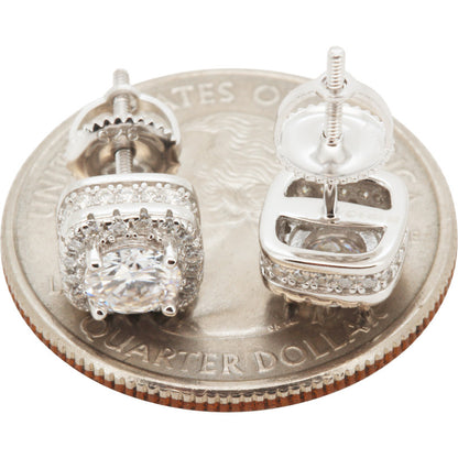 1.39ctw Moissanite 8mm Halo Square Studs