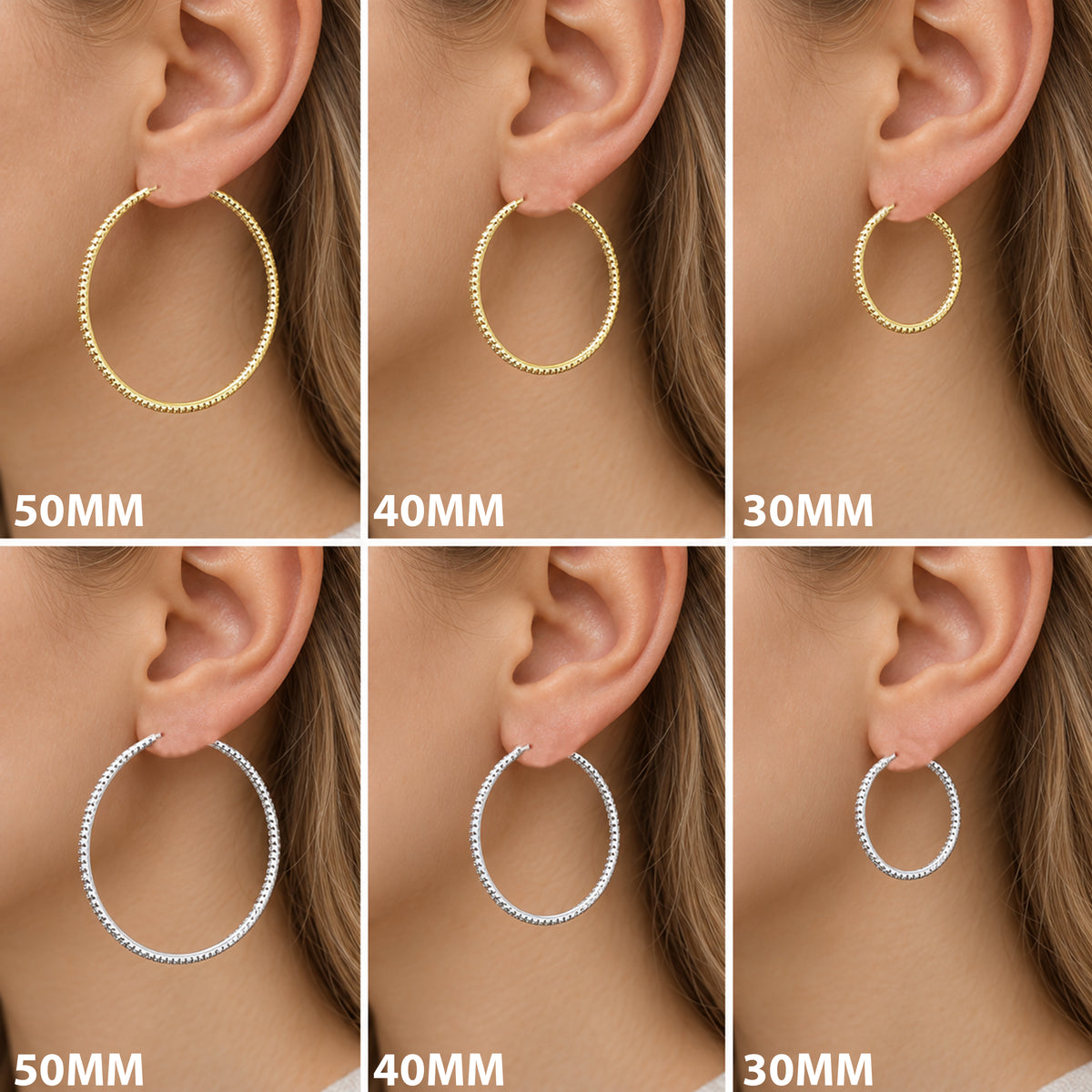1.5mm x 30 mm Pavé Hoops