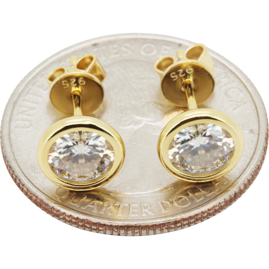 6mm 1.6ctw Moissanite Bezel Set Solitaire Studs