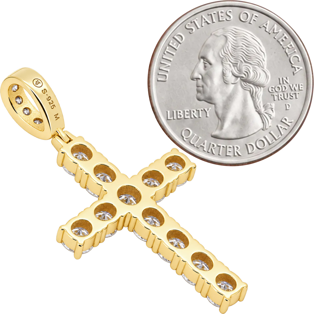 Moissanite 4mm Tennis Cross Pendant