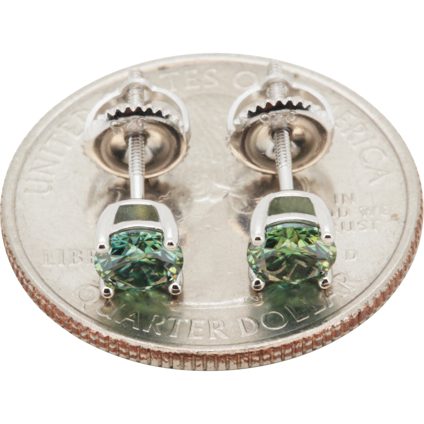 5mm 1ctw Moissanite Emerald Solitaire Studs