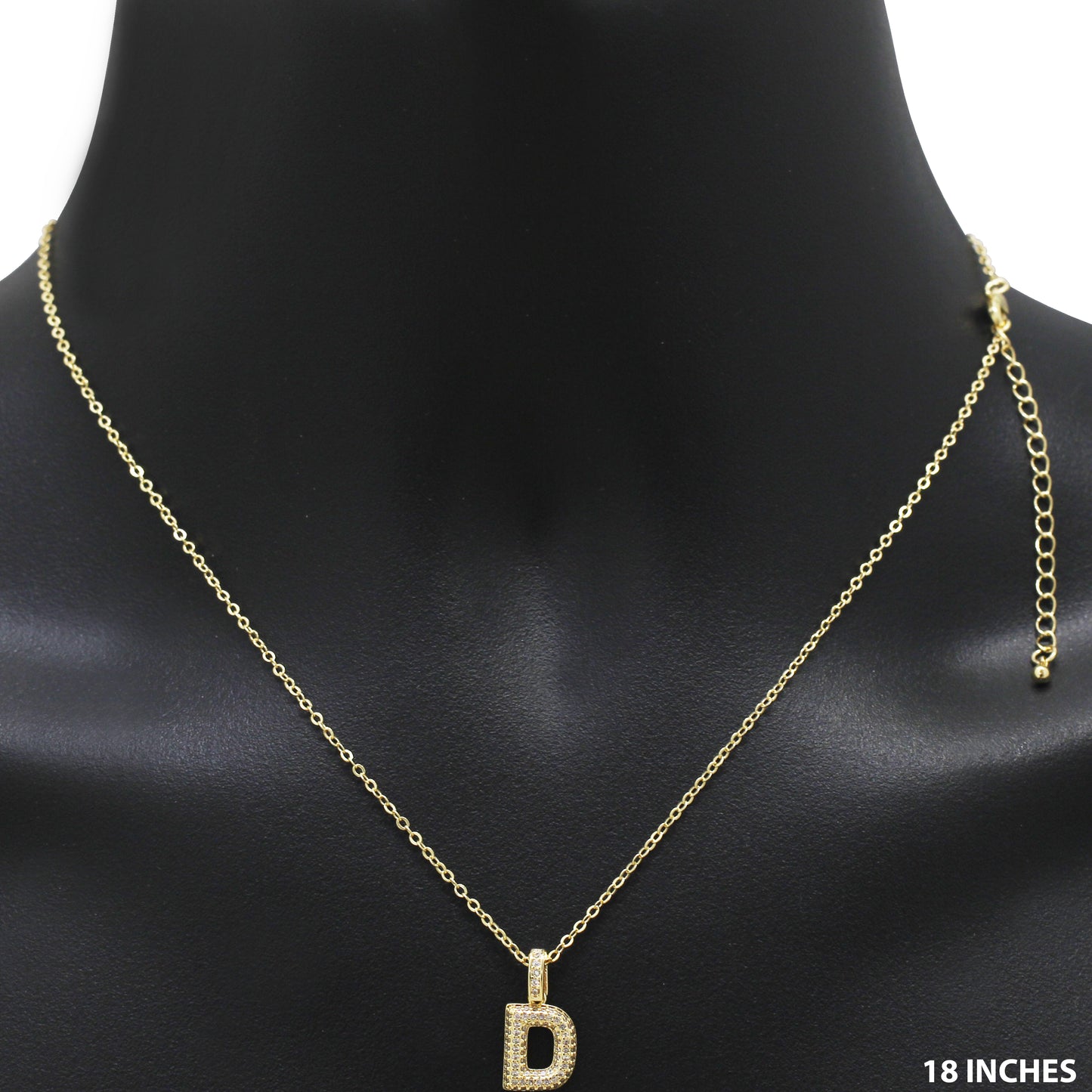 Bubble Initial Letter D Pendant Necklace 18"+2"