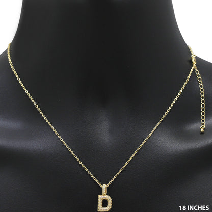 Bubble Initial Letter D Pendant Necklace 18"+2"