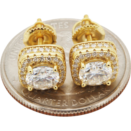 2.07ctw Moissanite 9mm Halo Square Studs