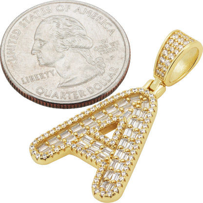 Baguette Initial A Pendant