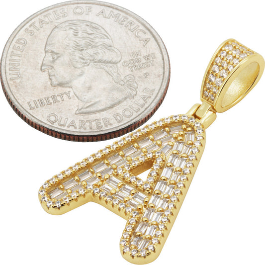 Baguette Initial A Pendant