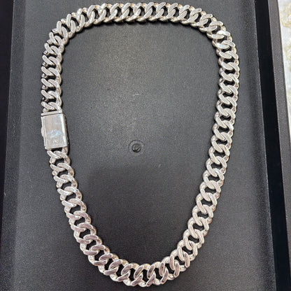 14mm Moissanite Cuban Link Chain 22"