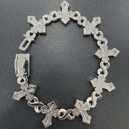 18mm Moissanite Cross Infinity Link Bracelet 8”