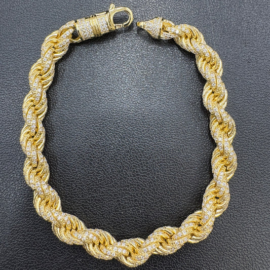7mm Moissanite Rope Bracelet 8"