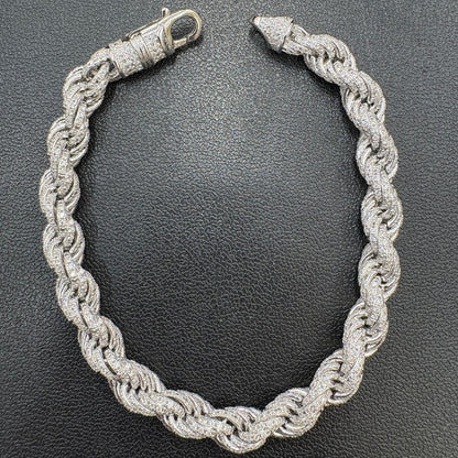7mm Moissanite Rope Bracelet 8"