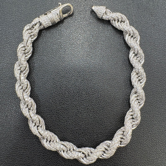 7mm Moissanite Rope Bracelet 8"